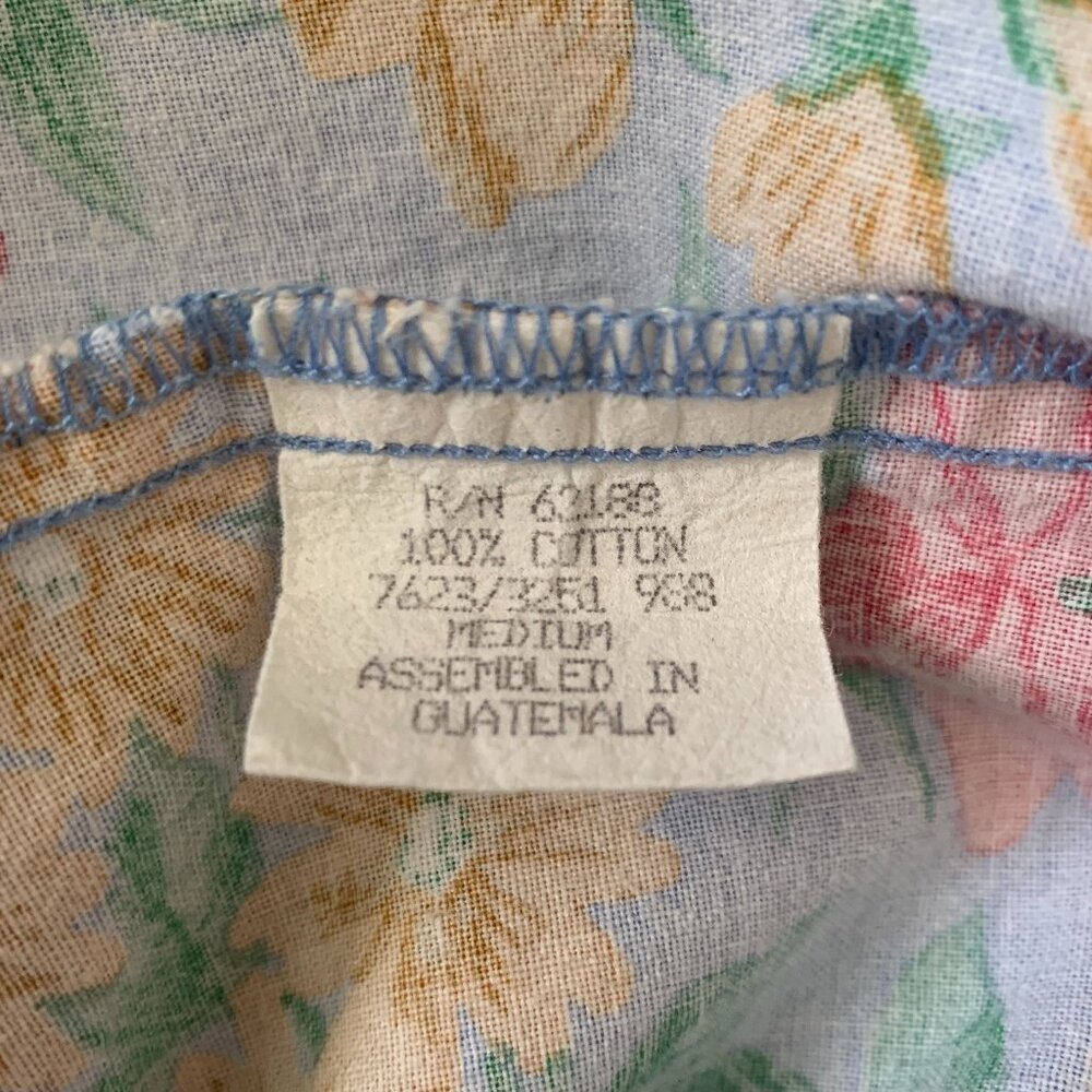 Vintage Cabin Creek Floral Collar Button Up Short Sleeve Shirt Prep Coastal Boho - Picture 15 of 15